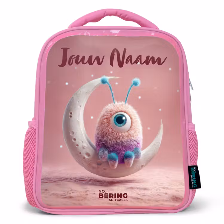 Kinderrugzak met naam - Roze - Maanwip met Pluizig Wezentje β 1