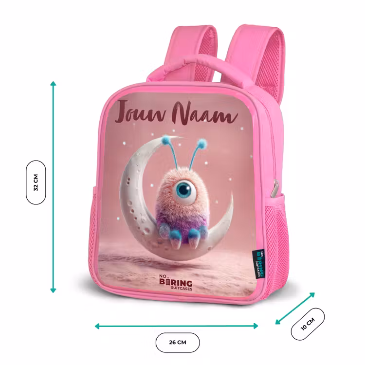 Kinderrugzak met naam - Roze - Maanwip met Pluizig Wezentje β 3