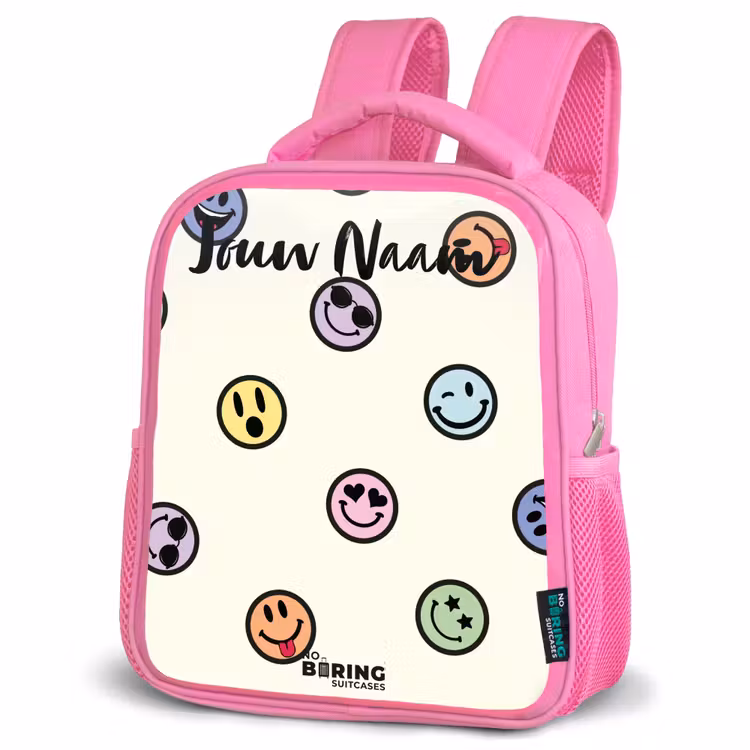 Kinderrugzak met naam - Roze - Speelse smiley-mix — 4
