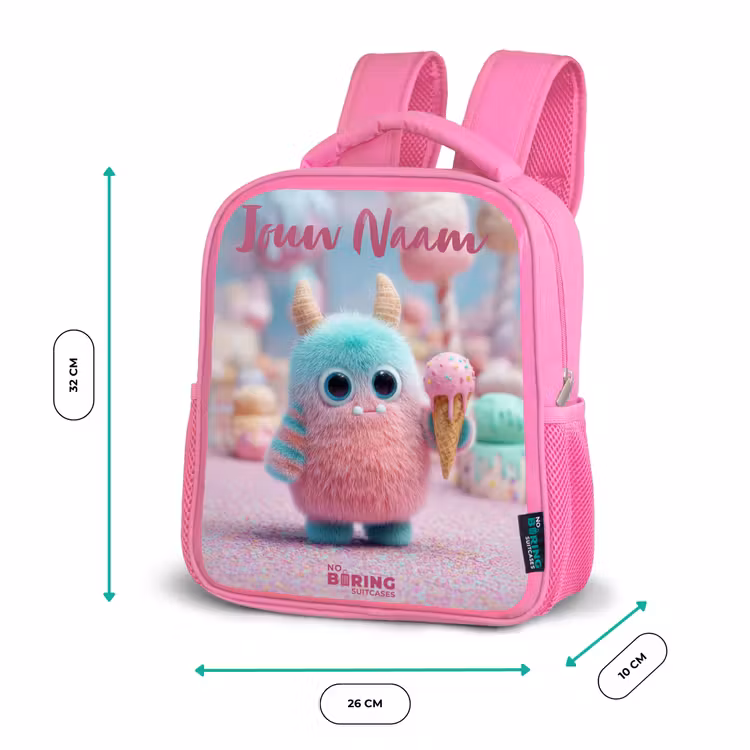 Kinderrugzak met naam - Roze - Zoet Monstersnoep Avontuur — 3