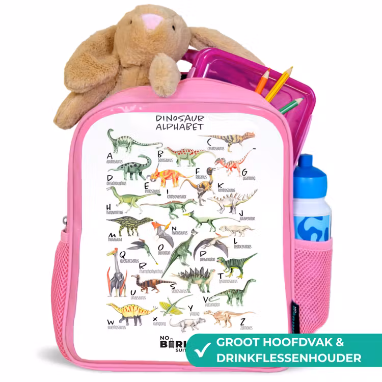 Kinderrugzak - Roze - Alfabet van dino's — 2