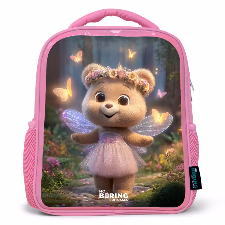 Kinderrugzak - Roze - Beer - Vlinders - Bos - Fairy — 1