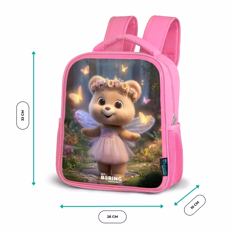 Kinderrugzak - Roze - Beer - Vlinders - Bos - Fairy — 3