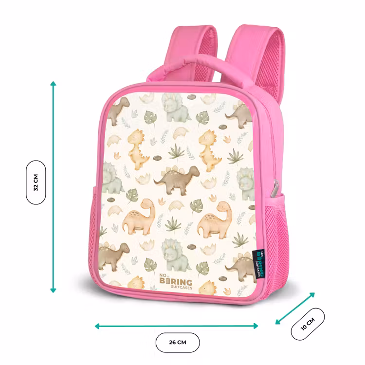 Kinderrugzak - Roze - Dino patroon in pastelkleuren β 3