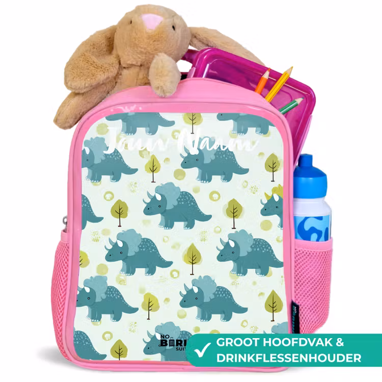 Kinderrugzak met naam - Roze - Dinos - Patroon - Natuur — 2
