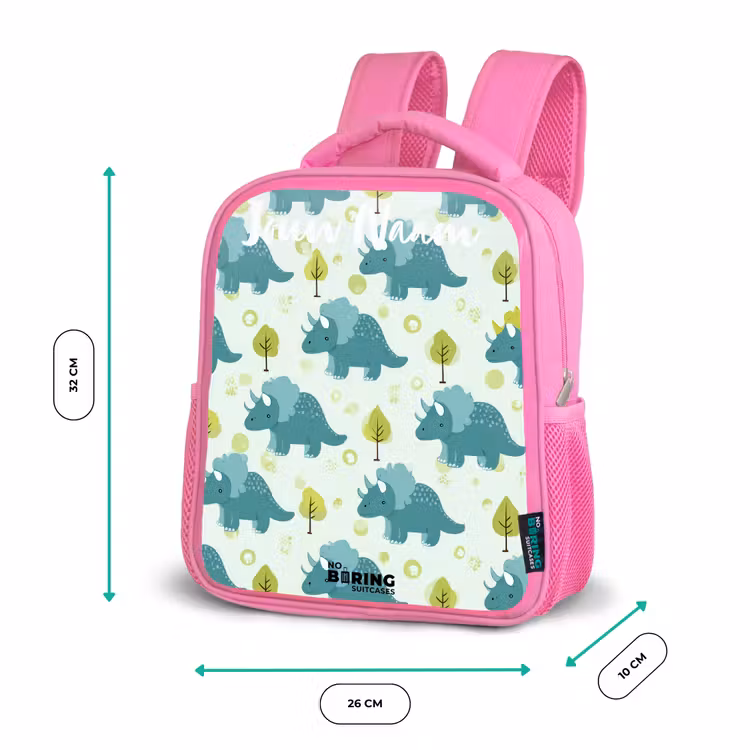 Kinderrugzak met naam - Roze - Dinos - Patroon - Natuur — 3
