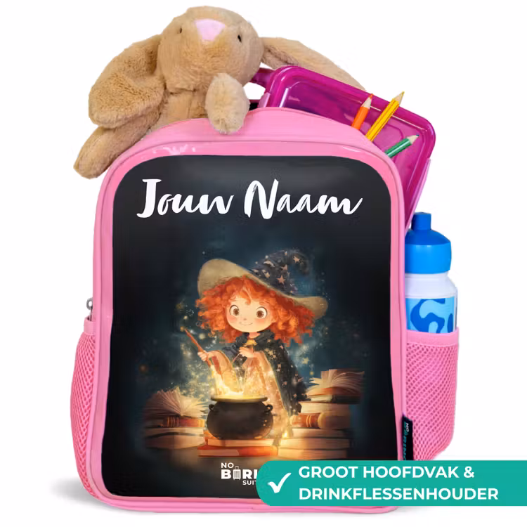 Kinderrugzak met naam - Roze - Heks met Sprankelende Toverdrank — 2