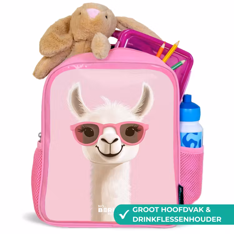Kinderrugzak - Roze - Lama - Wit - Zonnebril - Wimpers — 2