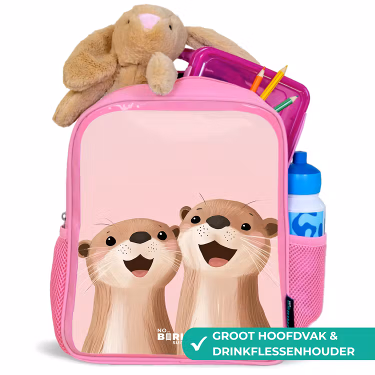 Kinderrugzak - Roze - Otters - Lachen - Roze - Illustratie — 2