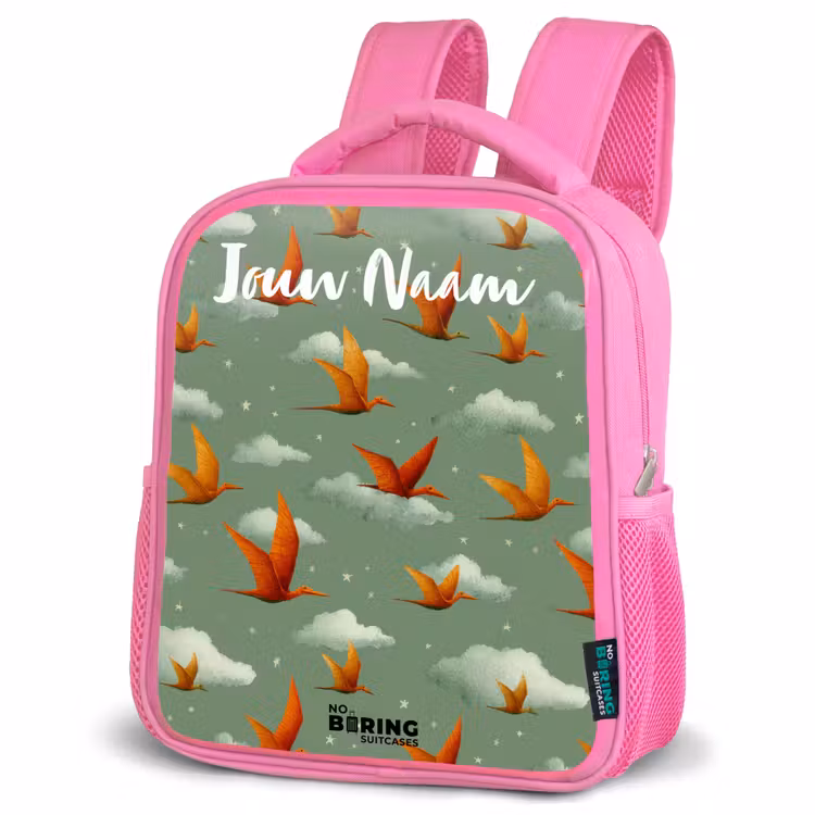 Kinderrugzak met naam - Roze - Patroon - Dino - Pterosaurussen — 4