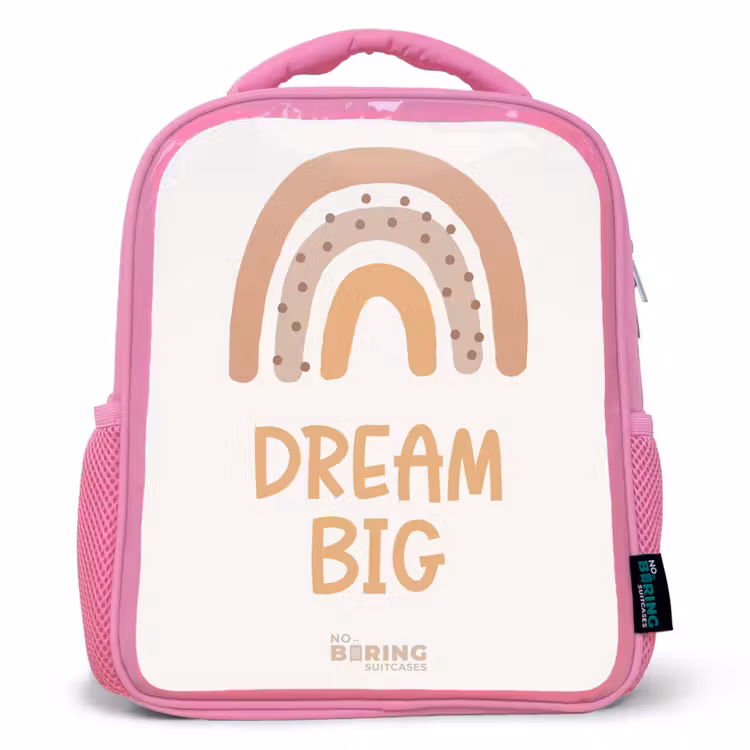 Kinderrugzak - Roze - Regenboog met de quote 'Dream Big' — 1