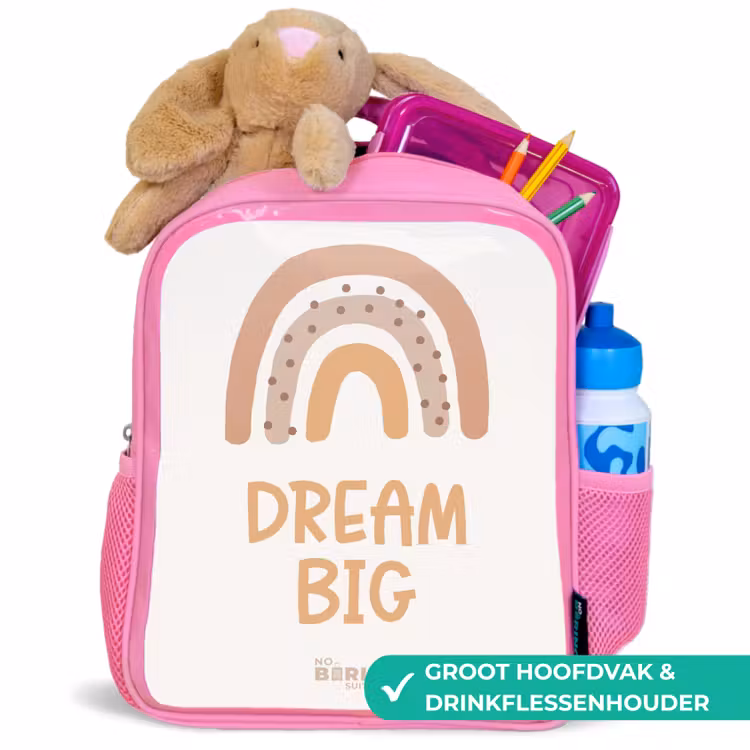 Kinderrugzak - Roze - Regenboog met de quote 'Dream Big' — 2