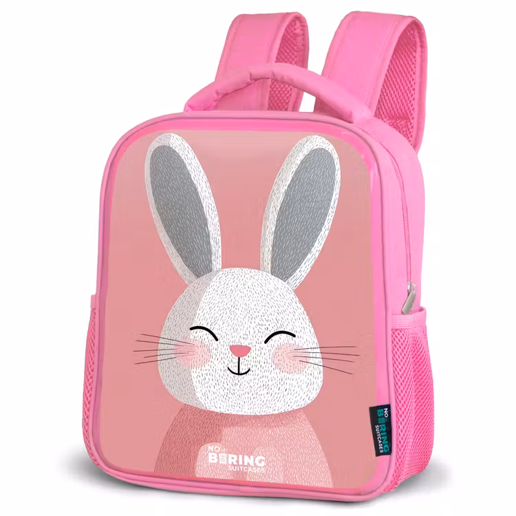 Kinderrugzak - Roze - Roze - Konijn - Glimlach - Illustratie — 4