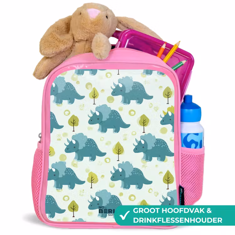Kinderrugzak - Roze - Triceratopsen tussen boompjes — 2