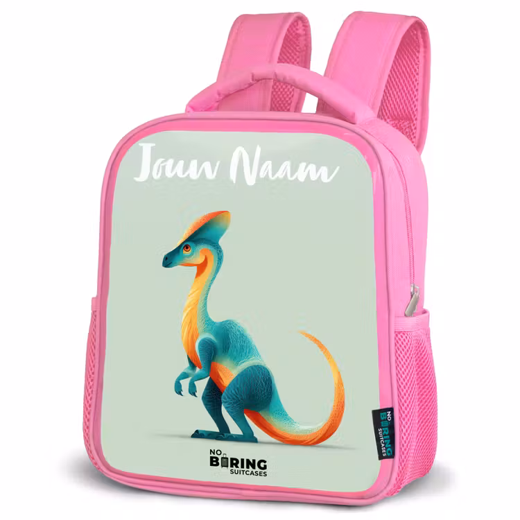 Kinderrugzak met naam - Roze - Dino - Blauw - Dier — 4