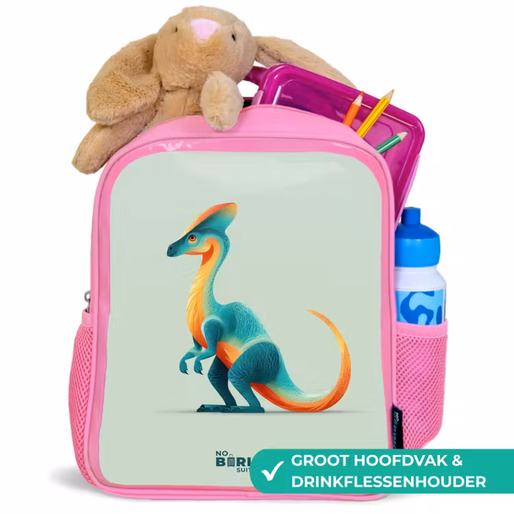 Kinderrugzak - Roze - Elegante dino met kam — 2