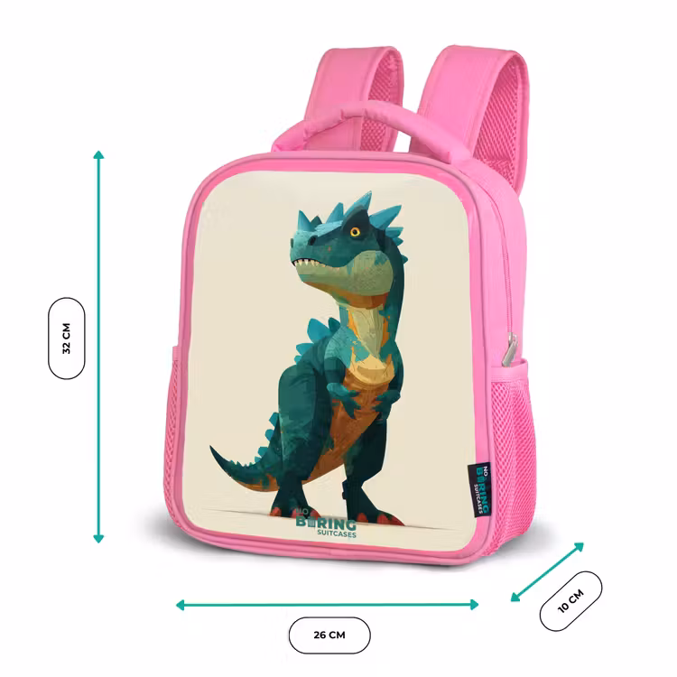 Kinderrugzak - Roze - Gehoornde dino met scherpe blik — 3
