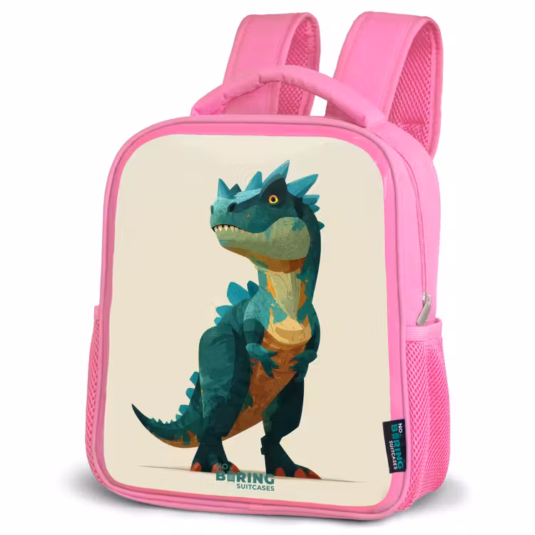 Kinderrugzak - Roze - Gehoornde dino met scherpe blik — 4