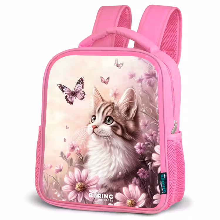 Kinderrugzak - Roze - Kat - Paars - Vlinders - Bloemen β 4