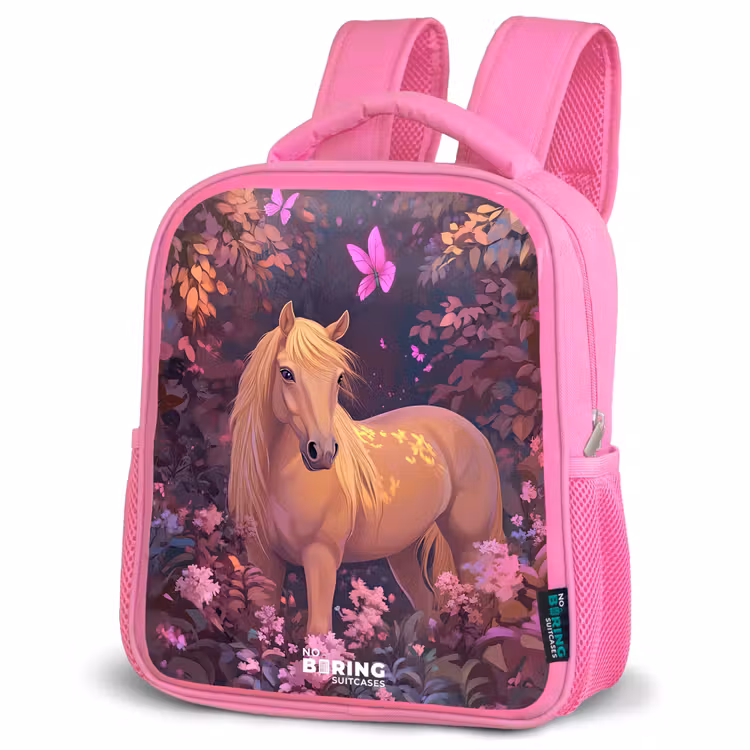 Kinderrugzak - Roze - Paard - Bloemen - Paars - Vlinder — 4
