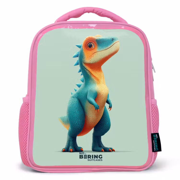 Kinderrugzak - Roze - Stoere dino met grote ogen — 1