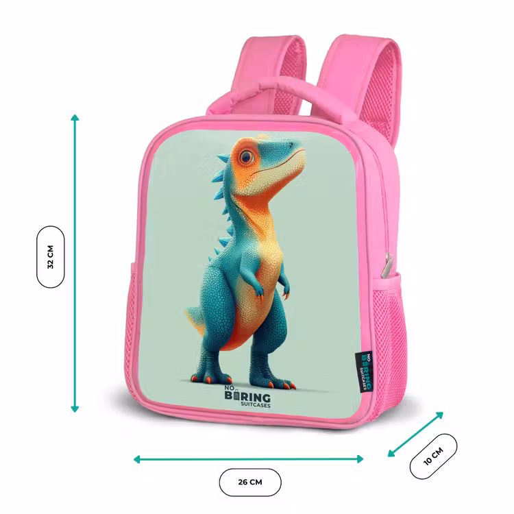 Kinderrugzak - Roze - Stoere dino met grote ogen — 3