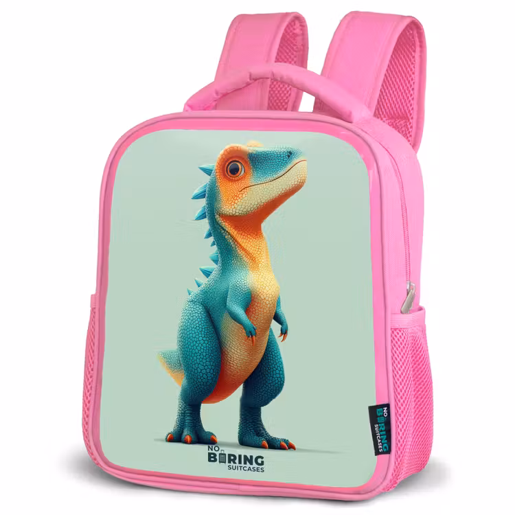 Kinderrugzak - Roze - Stoere dino met grote ogen — 4