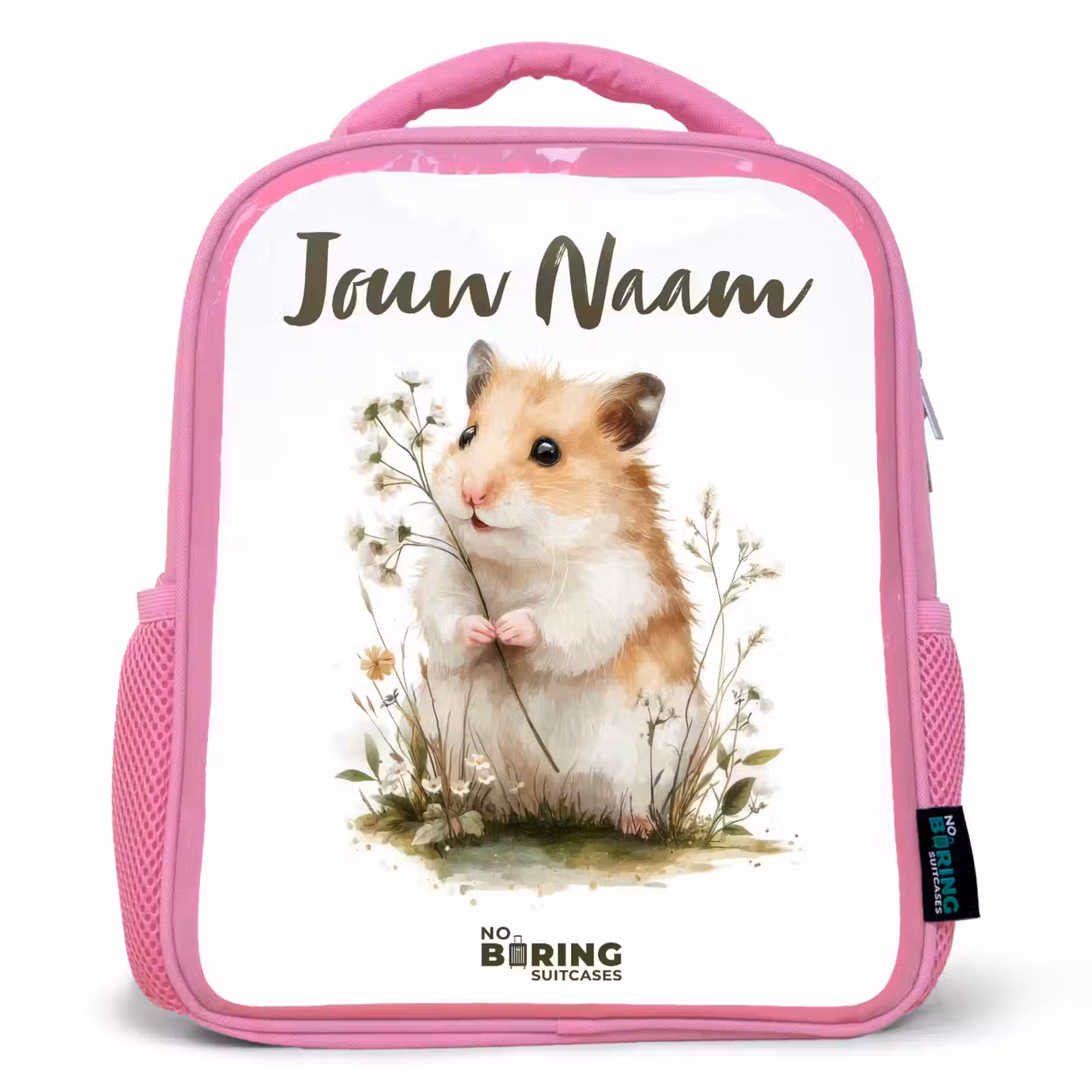 Kinderrugzak met naam - Roze - Dier - Natuur - Hamster — 1