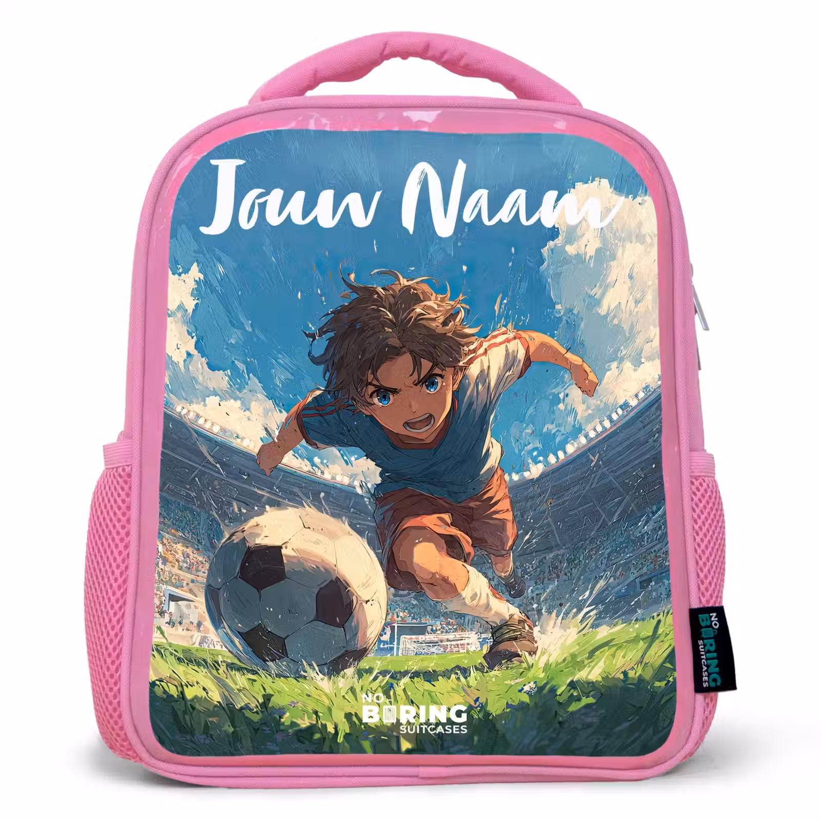 Kinderrugzak met naam - Roze - Stadion - Voetbal - Jongen β 1