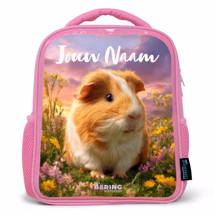 Kinderrugzak met naam - Roze - Cavia - Natuur - Dier — 1