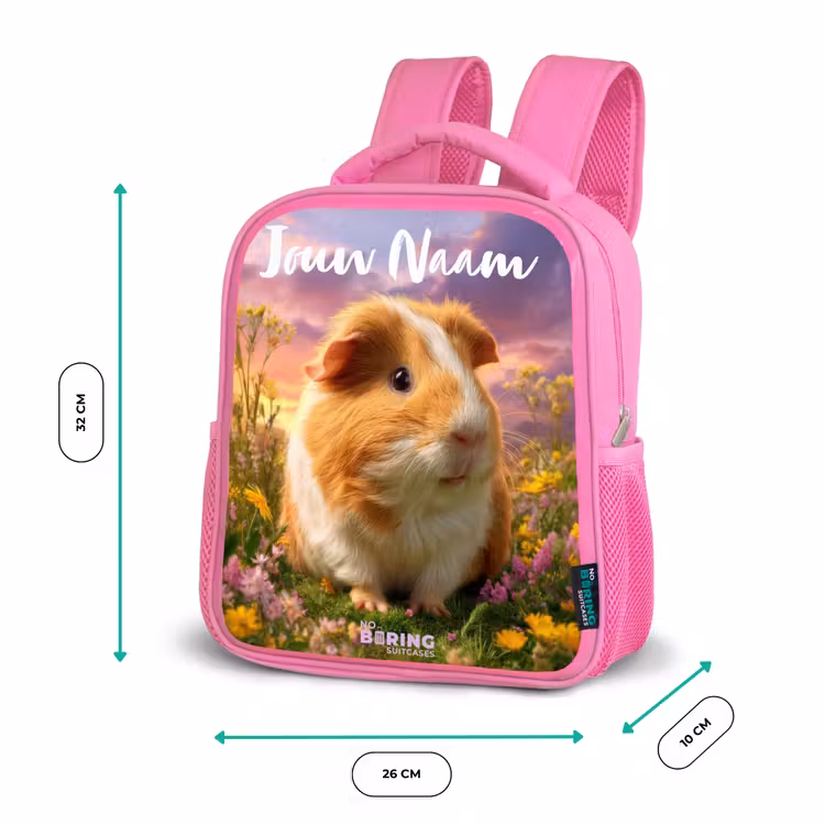 Kinderrugzak met naam - Roze - Cavia - Natuur - Dier — 3