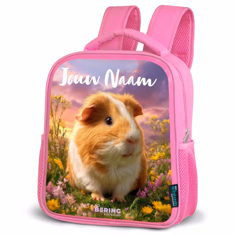 Kinderrugzak met naam - Roze - Cavia - Natuur - Dier — 4