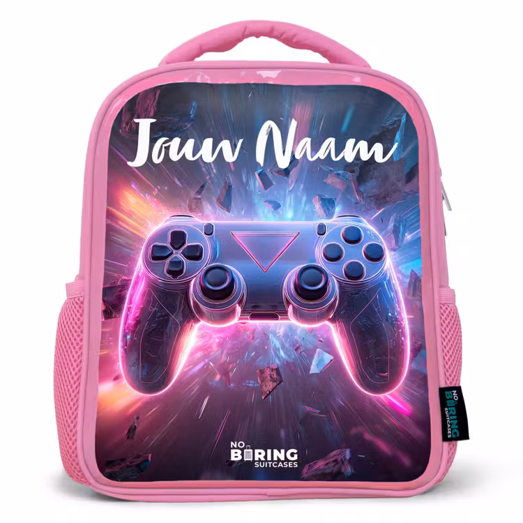 Kinderrugzak met naam - Roze - Controller - Neon - Game β 1