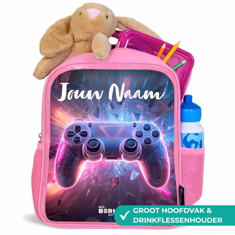 Kinderrugzak met naam - Roze - Controller - Neon - Game β 2