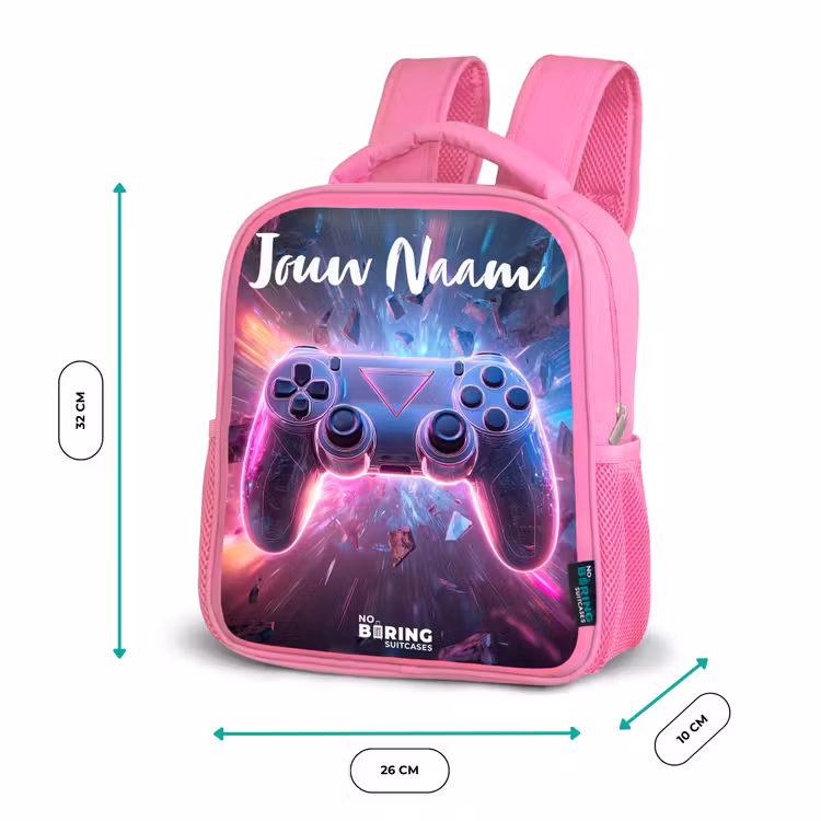 Kinderrugzak met naam - Roze - Controller - Neon - Game β 3