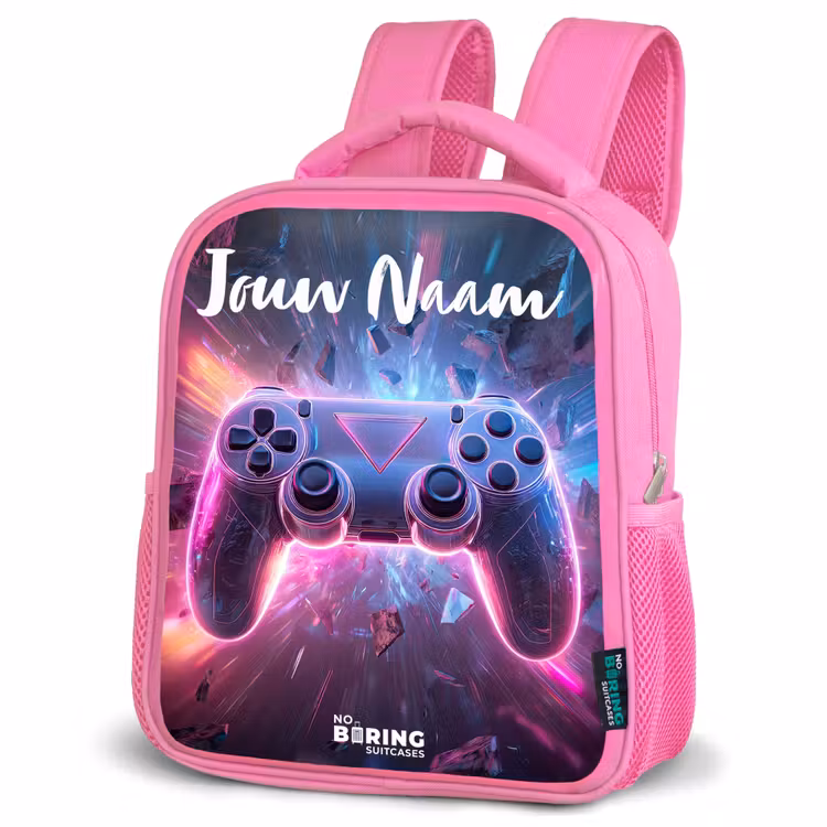 Kinderrugzak met naam - Roze - Controller - Neon - Game β 4