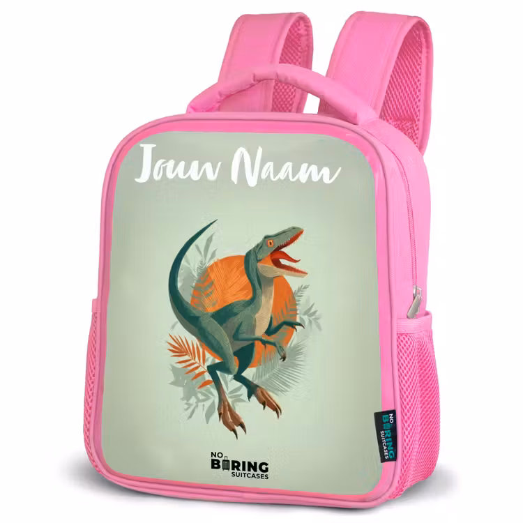 Kinderrugzak met naam - Roze - Dier - Dino - Natuur — 4