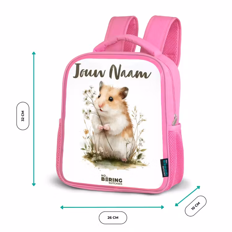 Kinderrugzak met naam - Roze - Dier - Natuur - Hamster — 3