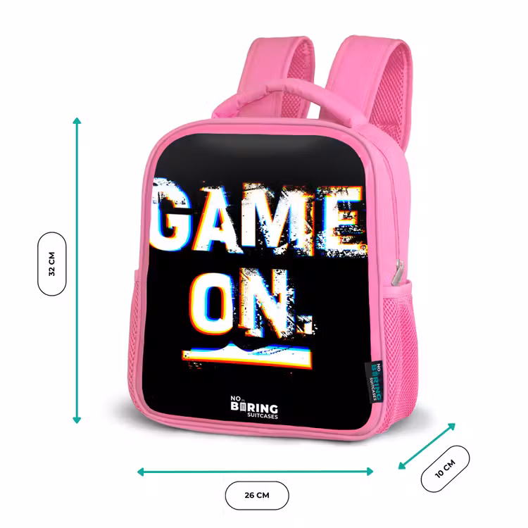 Kinderrugzak - Roze - Game on in zwart wit β 3