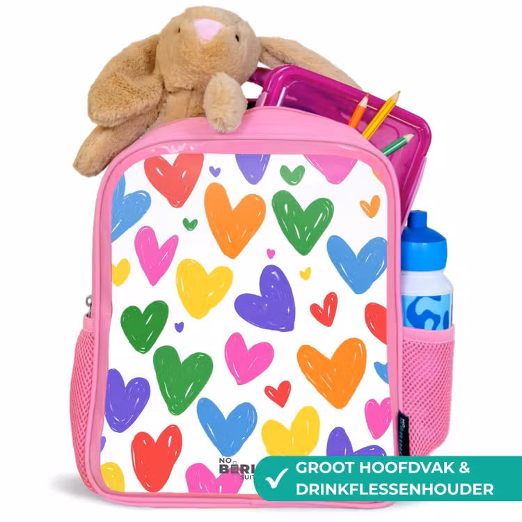 Kinderrugzak - Roze - Gekleurde hartjes β 2