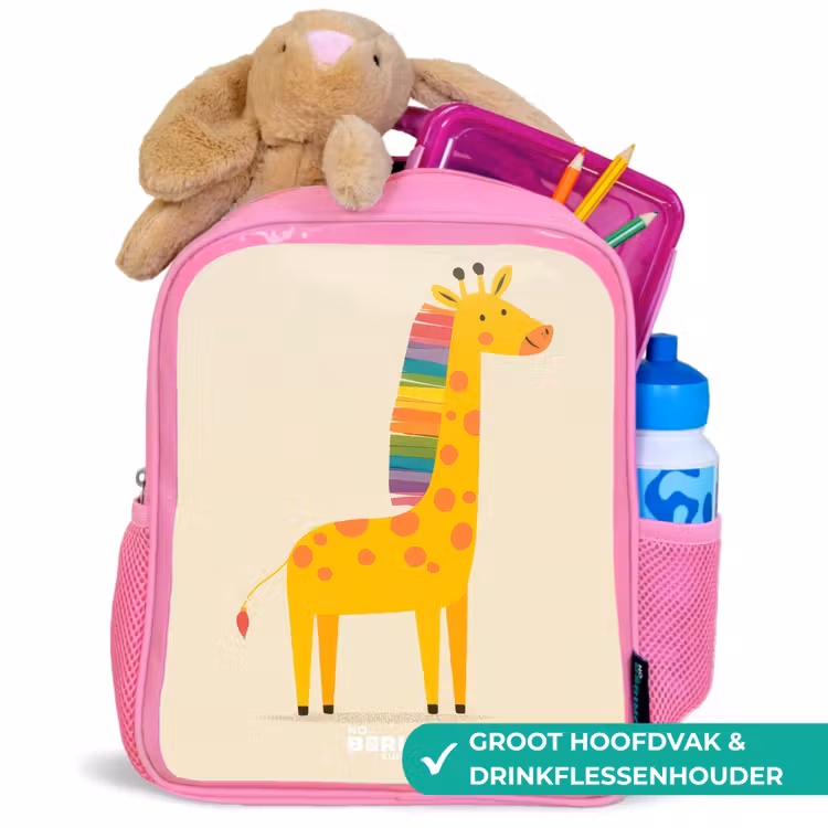 Kinderrugzak - Roze - Giraffe - Dier - Kleurrijk — 2