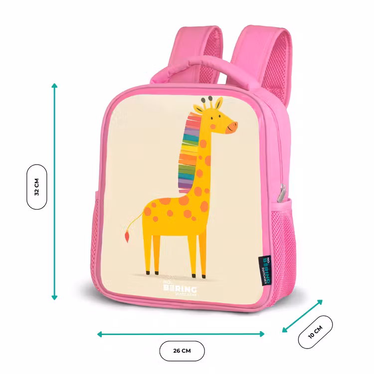 Kinderrugzak - Roze - Giraffe - Dier - Kleurrijk — 3