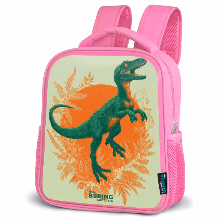 Kinderrugzak - Roze - Groene dino tussen varens — 4
