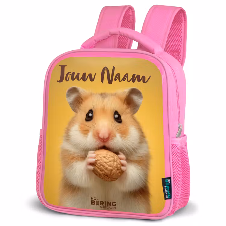 Kinderrugzak met naam - Roze - Hamster - Walnoot - Dier — 4