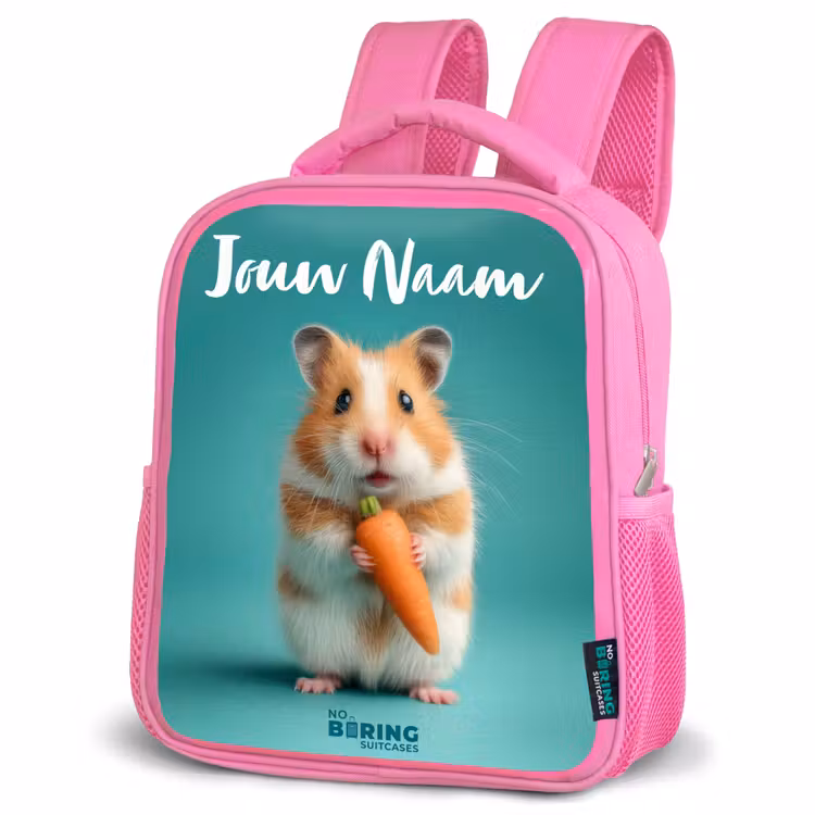 Kinderrugzak met naam - Roze - Hamster - Wortel - Dier — 4