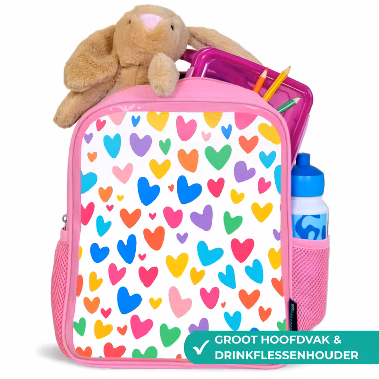 Kinderrugzak - Roze - Hartjes - Kleurrijk - Patroon - Levendig β 2