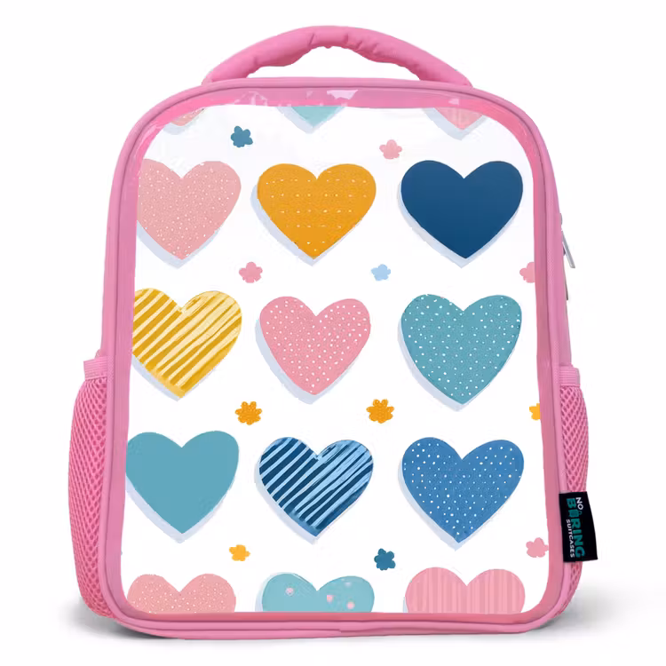 Kinderrugzak - Roze - Hartjes - Pastel - Patroon — 1