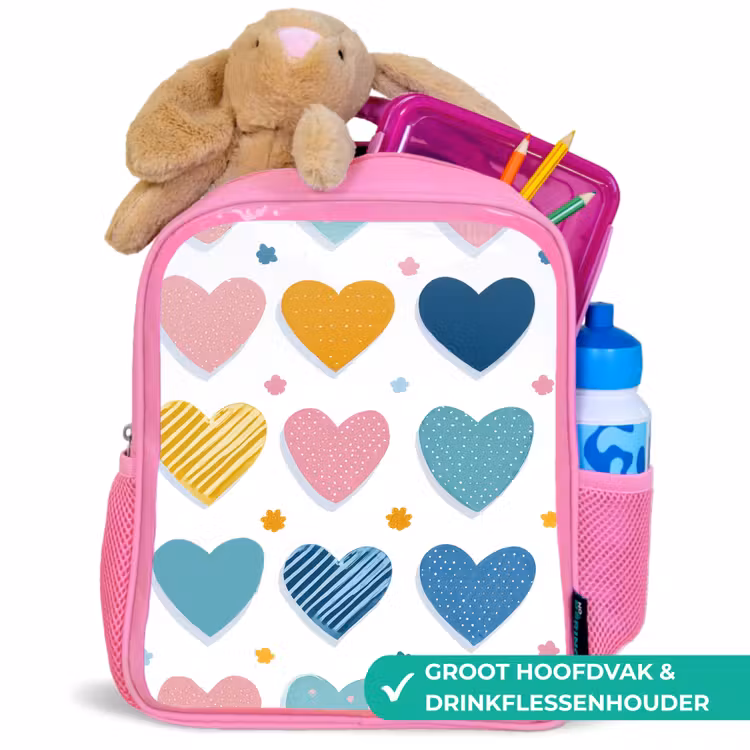 Kinderrugzak - Roze - Hartjes - Pastel - Patroon — 2