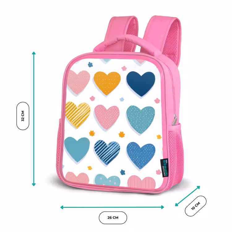 Kinderrugzak - Roze - Hartjes - Pastel - Patroon — 3