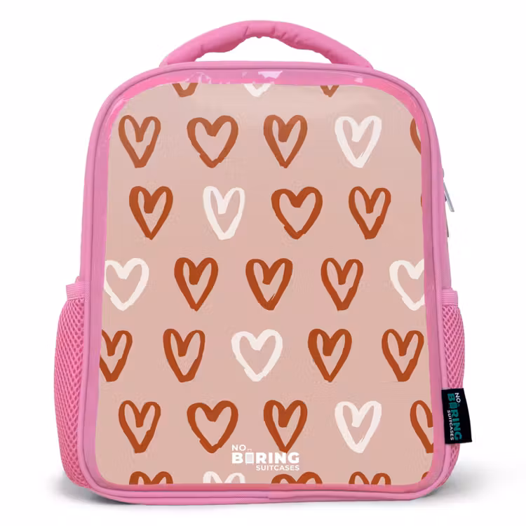 Kinderrugzak - Roze - Hartjes patroon in roze en wit — 1